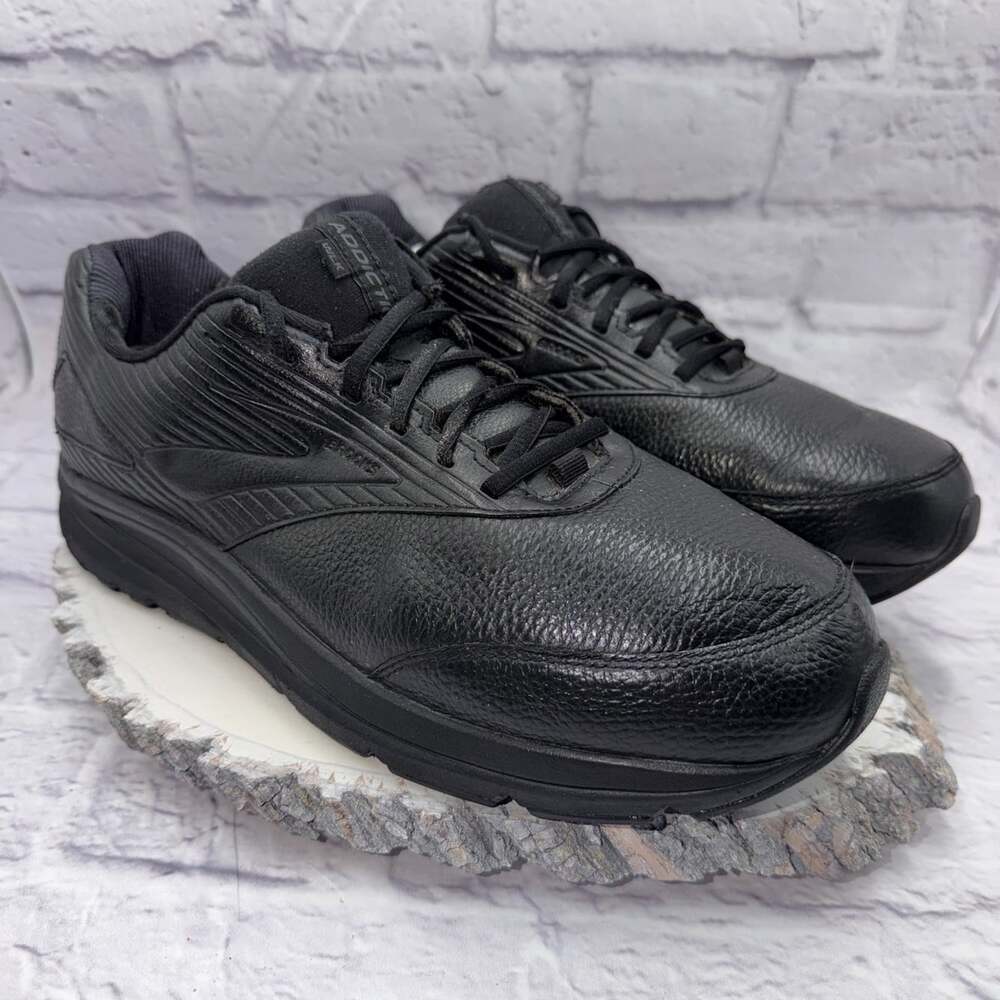 Brooks Addiction Walker Mens Size 12.5 2E Wide Black Leather Comfort Sneakers